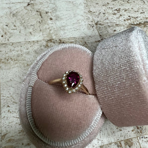 Dark Pink Pear Ring