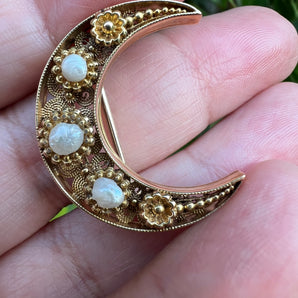 Crescent Moon Brooch